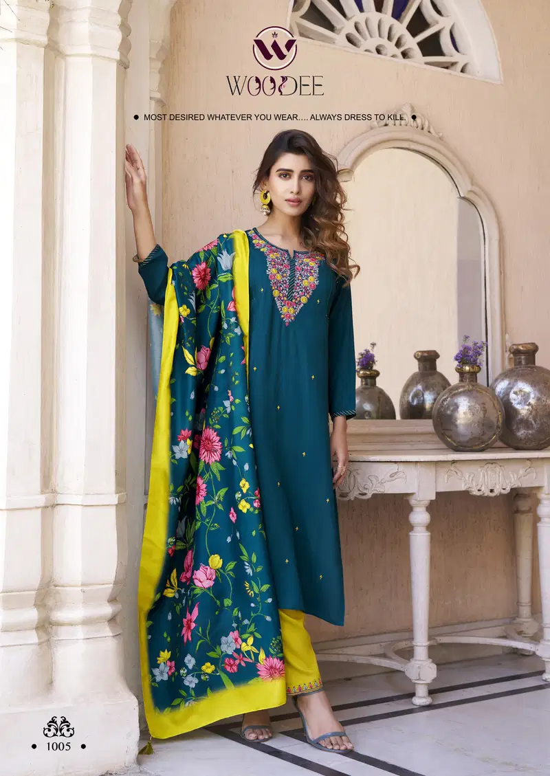 Siyoni By Woodee Rayon Kurti With Bottom Dupatta Exporters In India